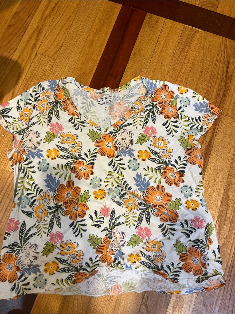 LOFT Floral V-Neck Blouse